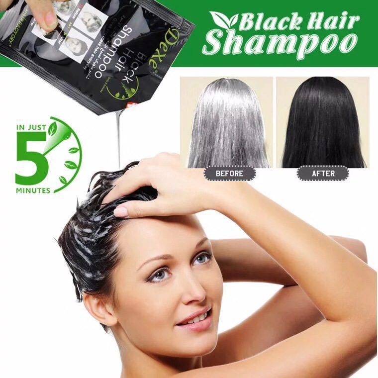 Hair Spray Color - 10 個の高速黒髪シャンプー高速黒髪染めハーブ自然な色復元染料シャンプー