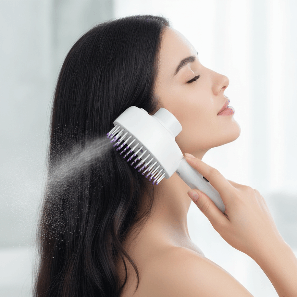 Hair Spray Color - 多機能赤色光スプレーマッサージコーム アンチフリッズ 大容量タンク ヘアケア電動スプレーヘアブラシ 頭皮栄養