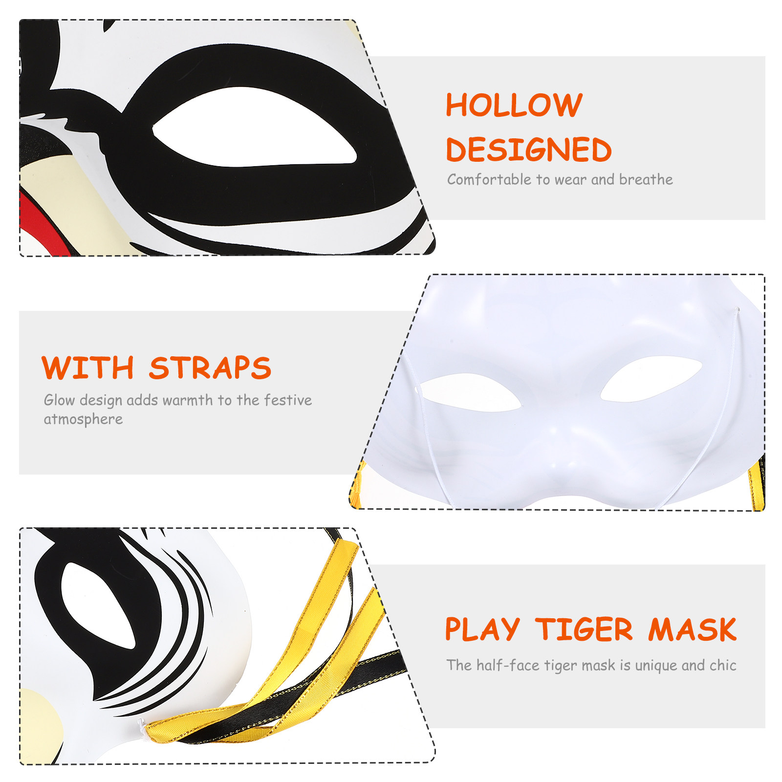 半顔タイガーマスク、男女兼用、発光効果、リアルな動物デザイン - Easy Cosplay Prop のレビューと価格