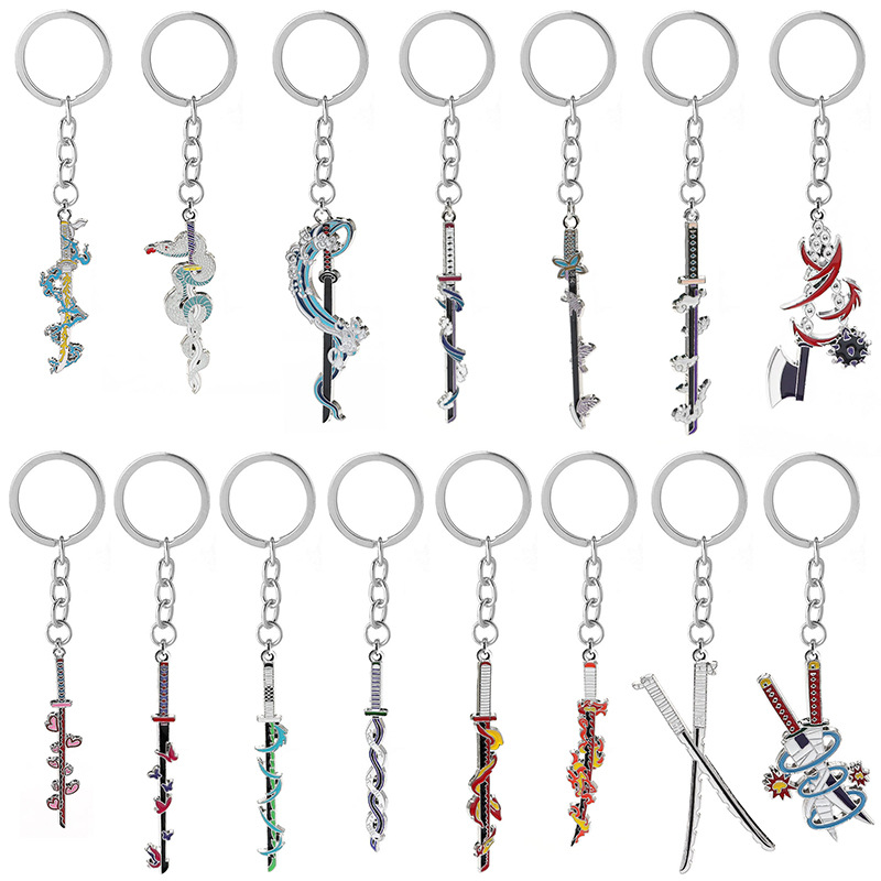 15種類のアニメ「鬼滅の刃」キーホルダー、煉獄杏寿郎の刀ペン - Cosplay Prop Dagger のレビューと価格