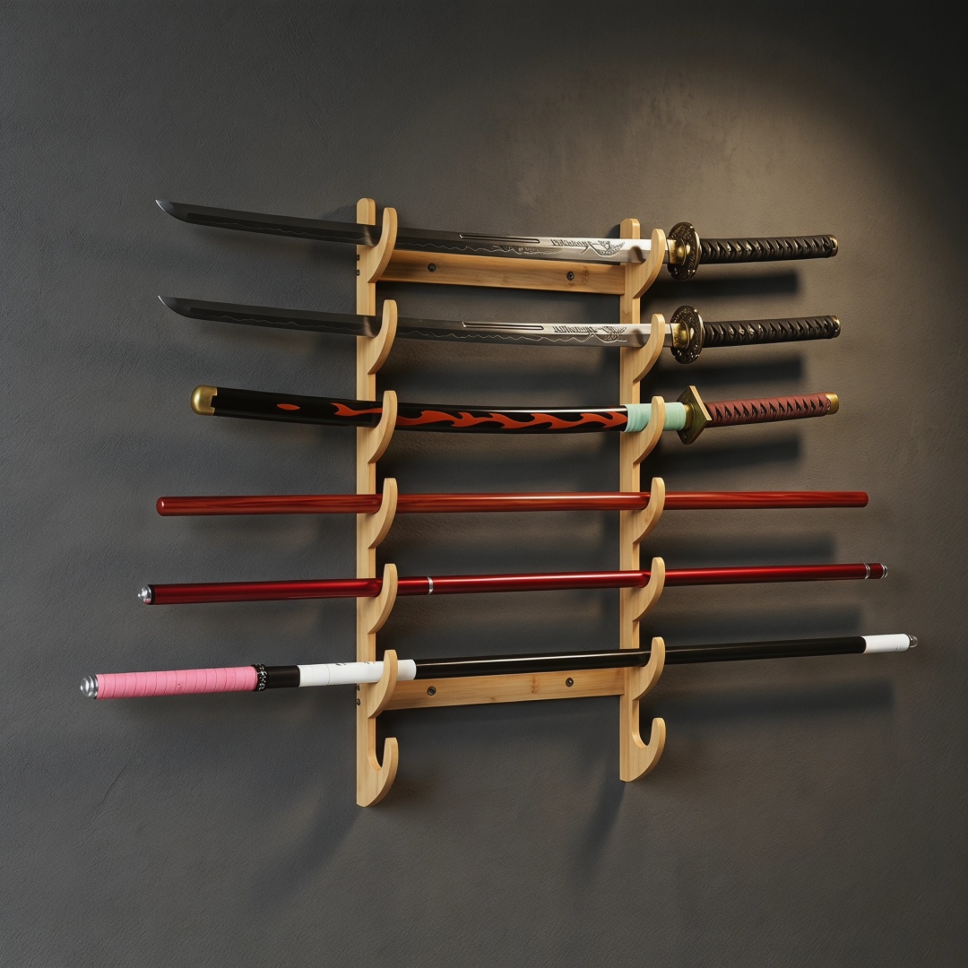 8層式壁掛け刀剣収納棚サポートホルダー アニメコスプレ木製サ - Cosplay Prop Dagger のレビューと価格