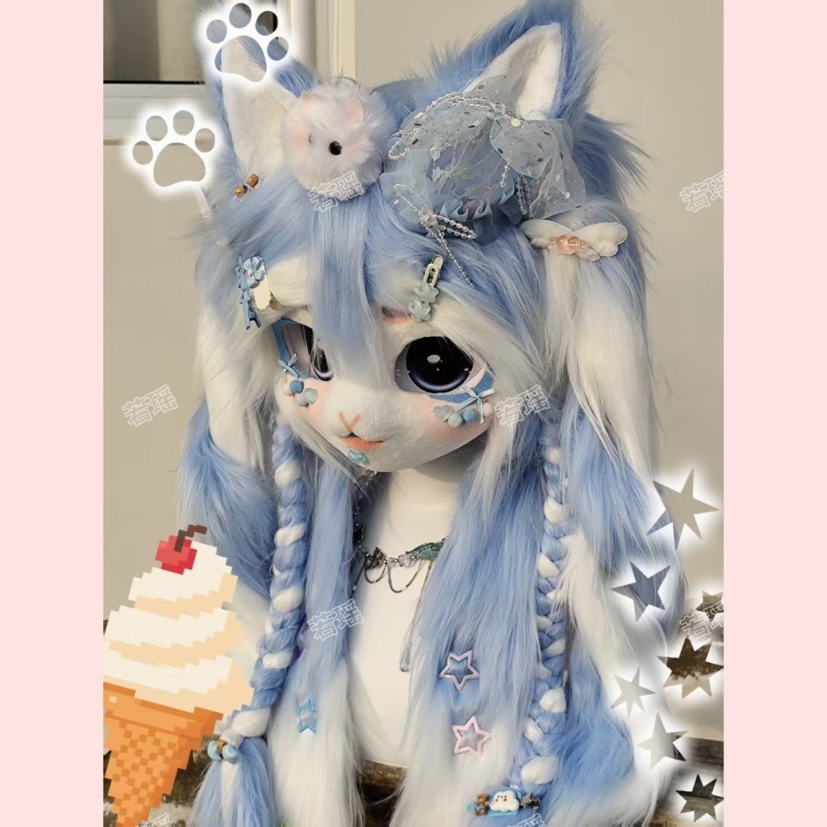 カスタム OC デザイン猫ケモノ毛皮スーツヘッド手作りレース - Cosplay Prop Making のレビューと価格